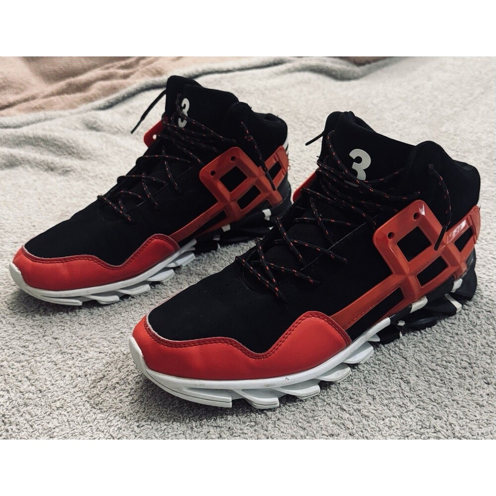 Joomra Men's High Top Sneakers Size 12 (EU 46) Red Black Chunky Sole Techwear